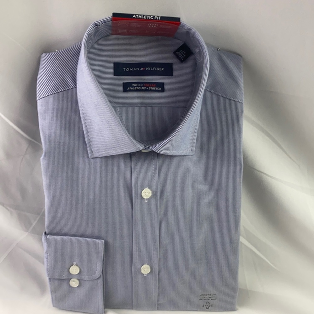 Tommy Hilfiger Navy Pinstripes Collard Classic Fit